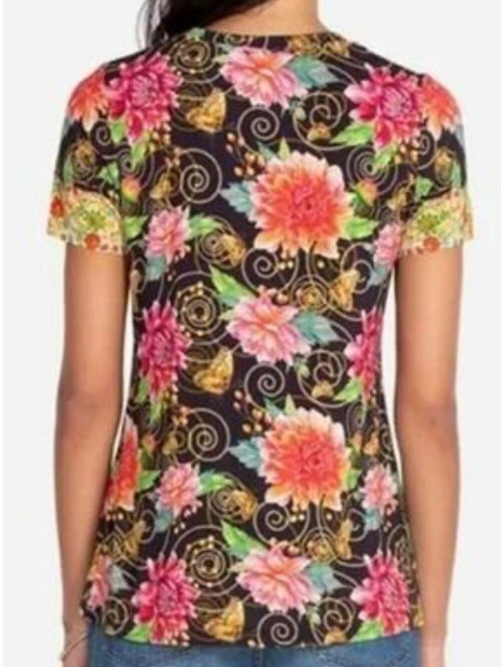 Johnny Was Uptown Favorite SS Crewneck Floral Tee Size Large - Picture 3 of 7